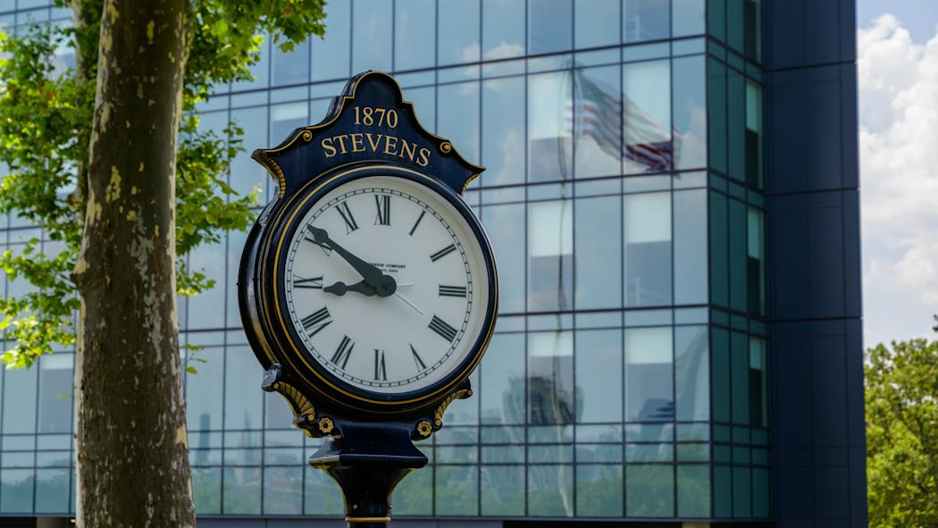Weathered clock face on the Stevens campus